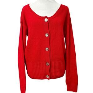 Prada Red 100% Cashmere Cardigan Size 44 US L